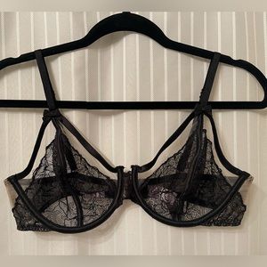 SOLD Savage X Fenty Black Lace & Nude Mesh Bra 36C